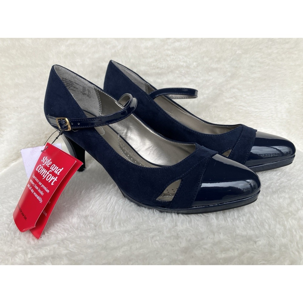 Dexflex Comfort Mary Jane Style Shoes In Navy Sz 8 1/2